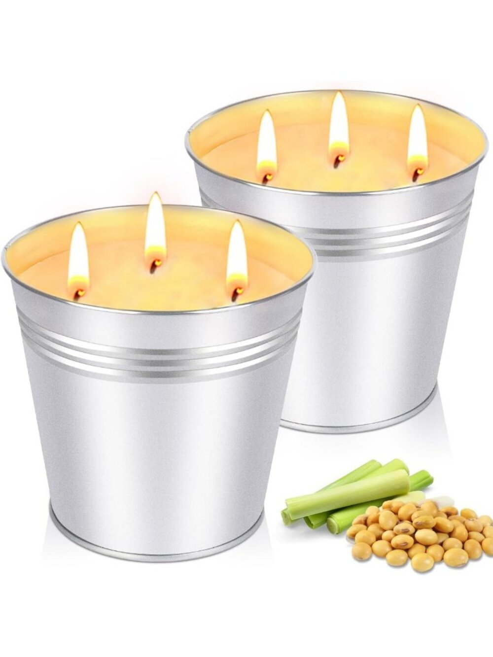 Large Citronella Candles for Outdoor Use - 34oz, 3-Wick, 200 Hours Burn Time